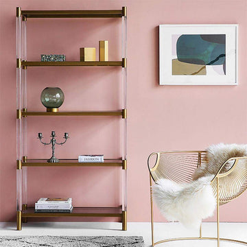Gold & Clear Acrylic Bookshelf 4-Tier Modern Bookcase-Bookcases & Bookshelves,Furniture,Office Furniture